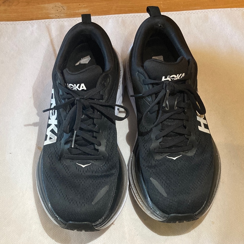 Hoka One One Black and White Athletic Shoes